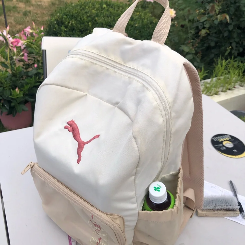 Puma Cream & Beige Backpack with Pink Logo Size 18”